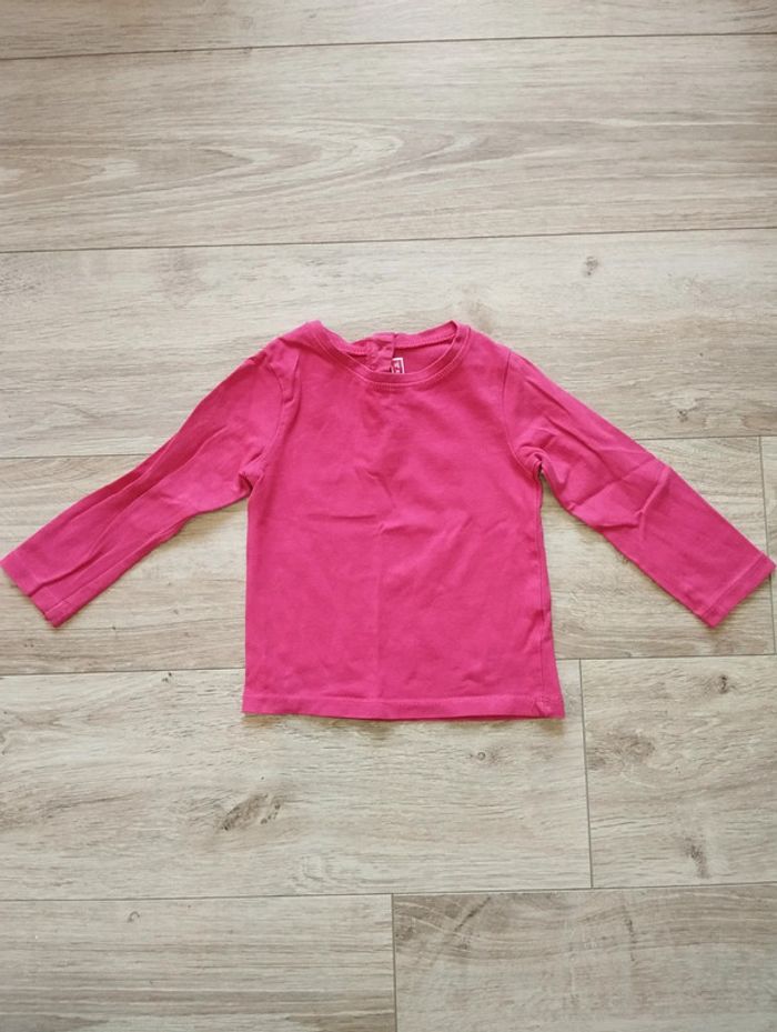 T-shirt manches longues DPAM rose fushia fille 18 mois - photo numéro 2