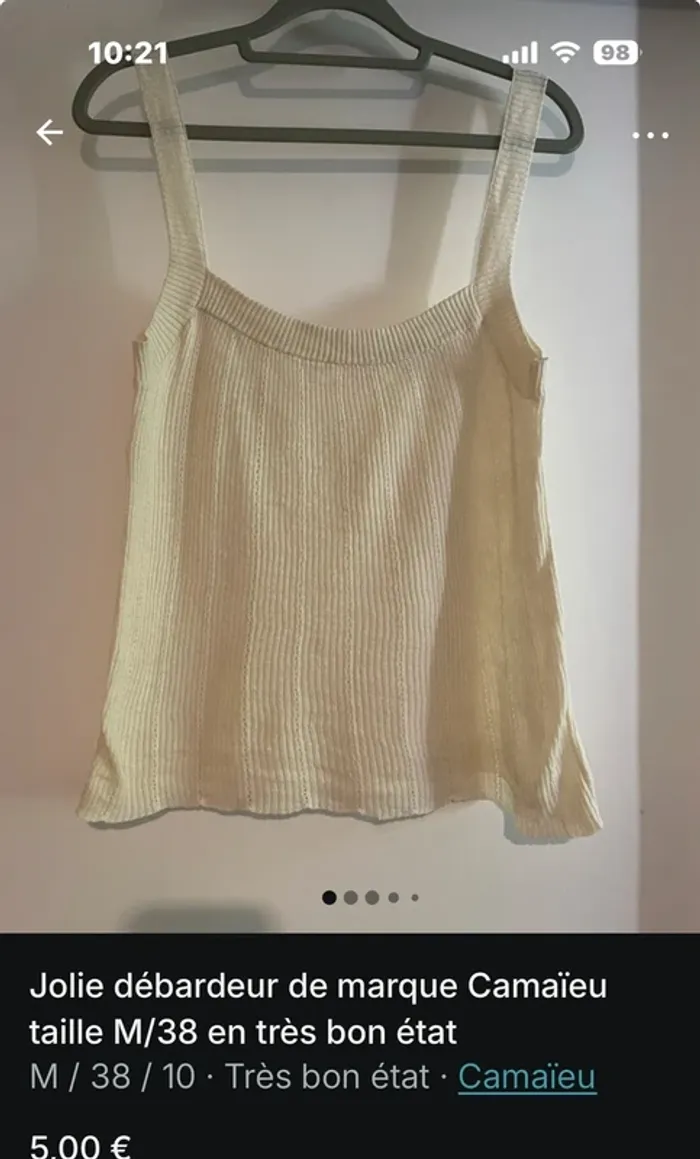 Débardeur écru Camaïeu – Taille 38 / M - photo numéro 6