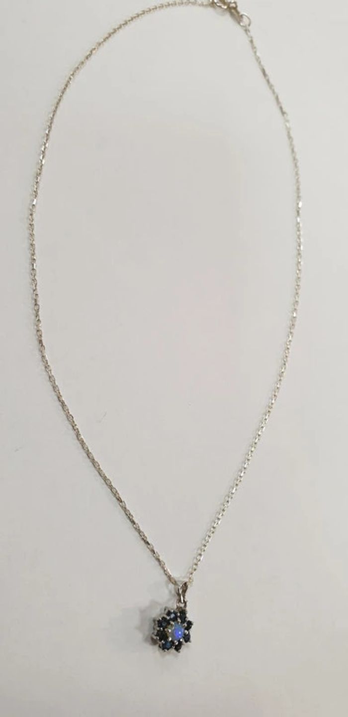 Neuf: Sublime collier pendentif argent opale saphirs véritables - photo numéro 3