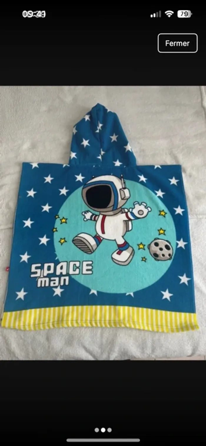 Poncho serviette enfant astronaute – bleu étoilé - photo numéro 2