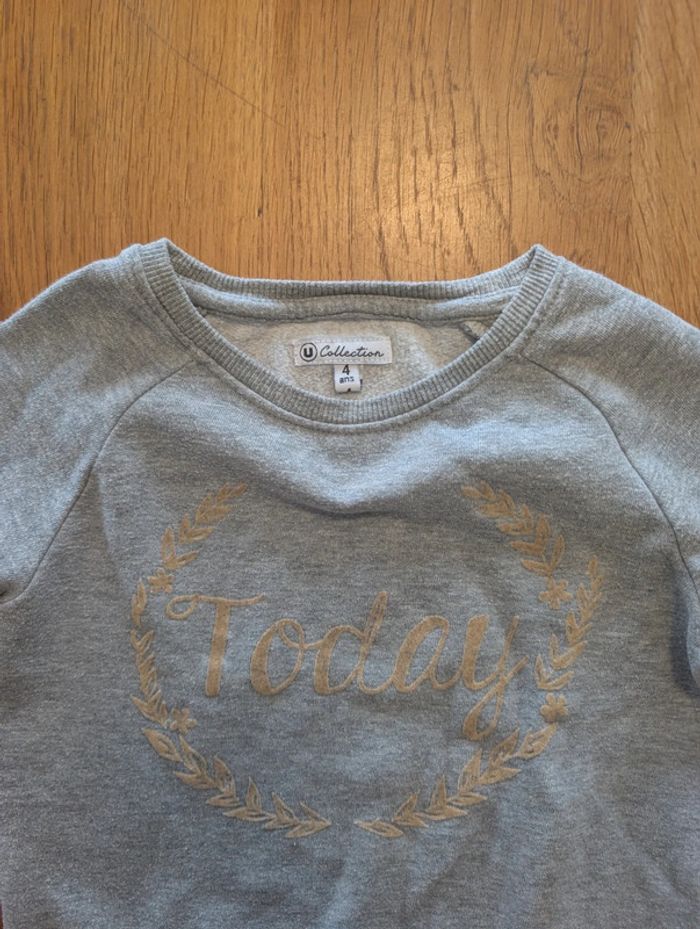 Pull gris motif jaune fille 4 ans - photo numéro 2