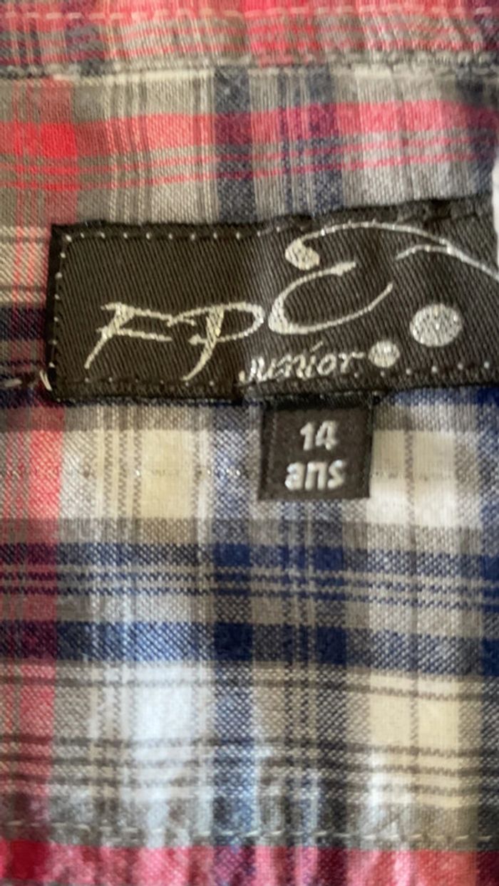 Chemise blanche bleue et rose à carreaux 14 ans FPC - photo numéro 3