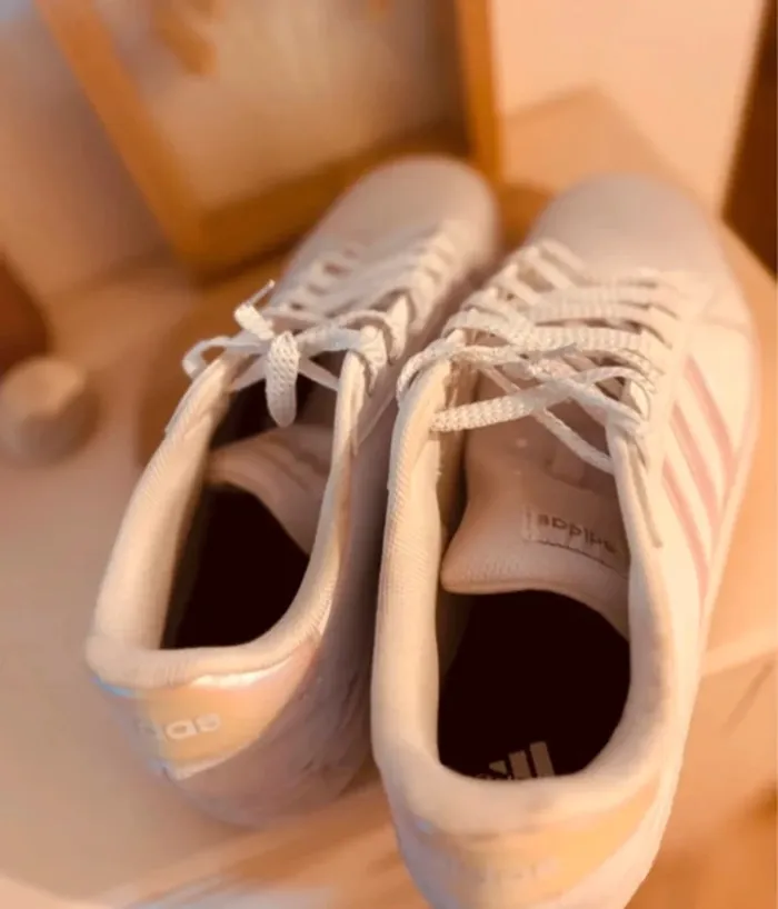 Baskets Adidas femme blanches détails rose n - photo numéro 2