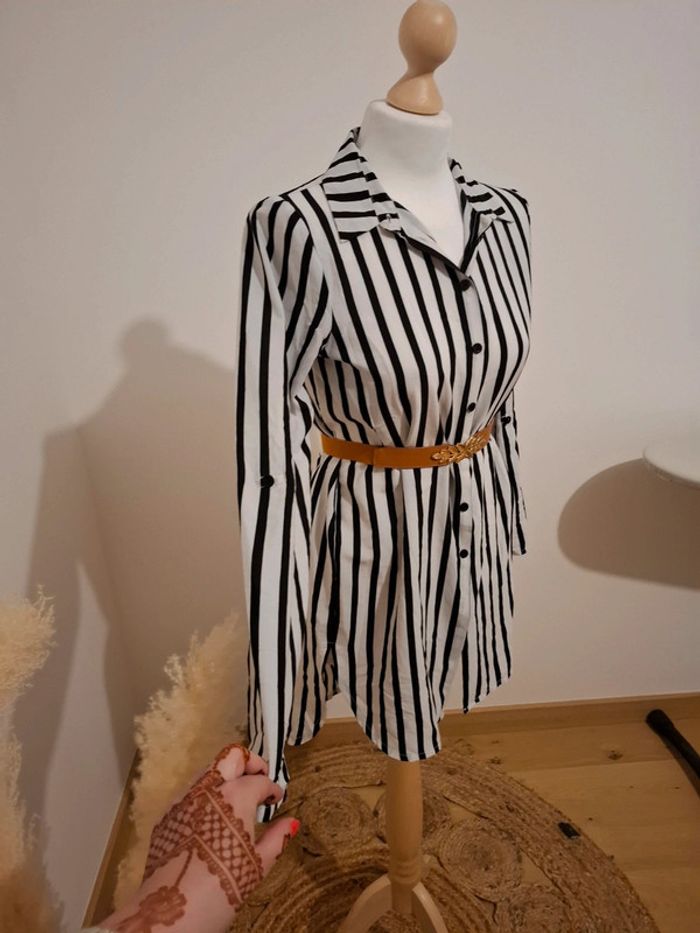 Chemise longue rayée Bel & Bo taille S 36