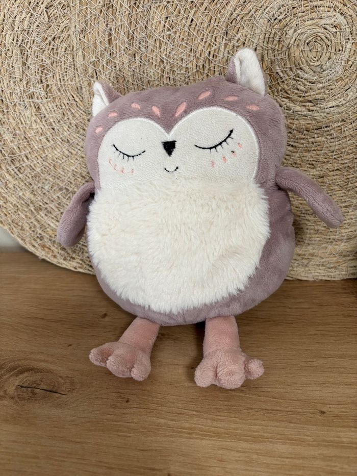Neuf doudou chouette hibou parme blanc amadeus les petits - photo numéro 2