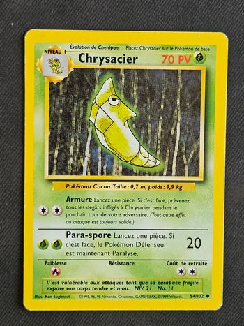 Carte Pokemon Chrysacier Set de base 54/102