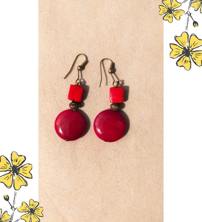 Boucles d’oreilles vintage rouges – Collection Terres d’Ailleurs