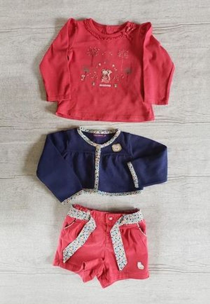 Ensemble sergent major 12 mois rose et bleu marine - photo numéro 2
