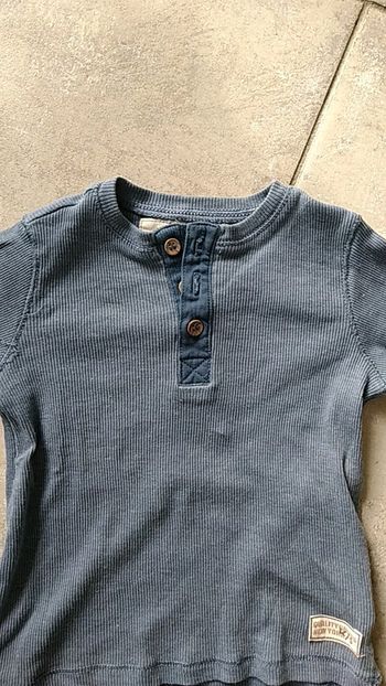 Tee-shirt manches longues bleu 74 cm 6/9 mois