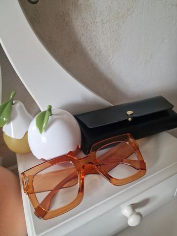 Lunette orange carrée translucide shein