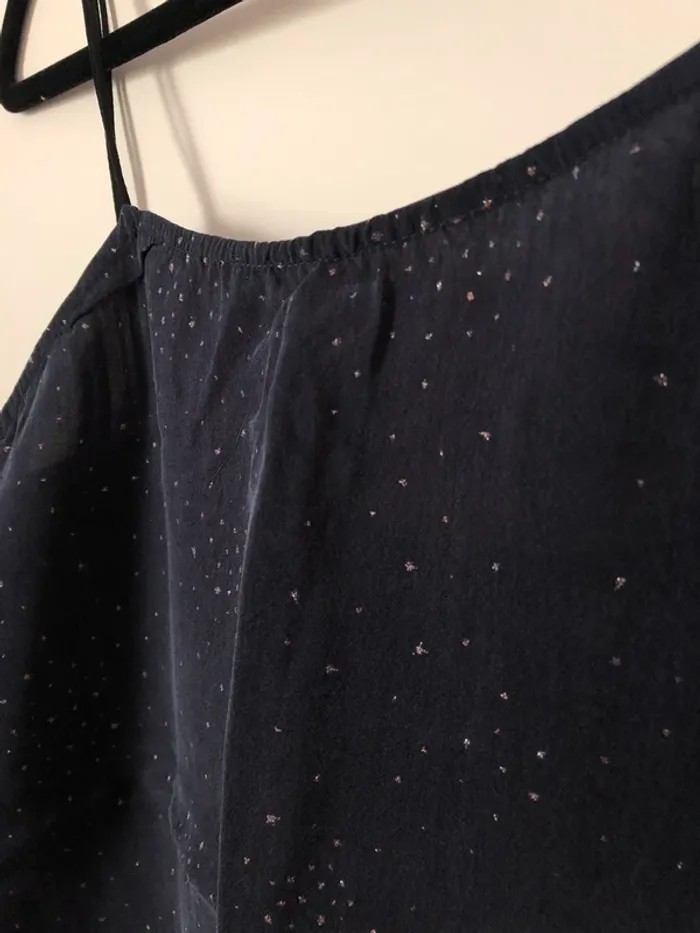 Top à bretelles bleu marine cupro avec paillettes Saint Hilaire taille 38 - photo numéro 4
