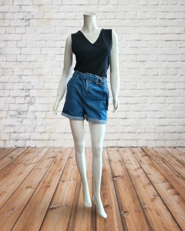Short taille haute en jean
