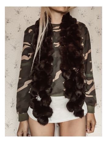 Écharpe marron chocolat en fourrure vintage - Fabrication artisanale