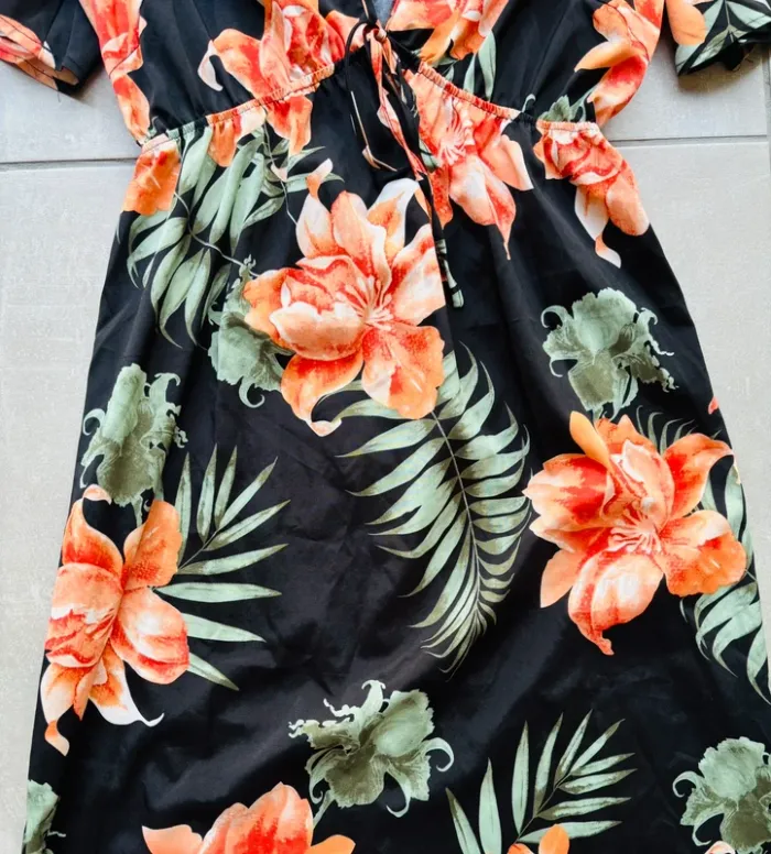 Magnifique robe longue fendue fleurie automnale neuve - photo numéro 3