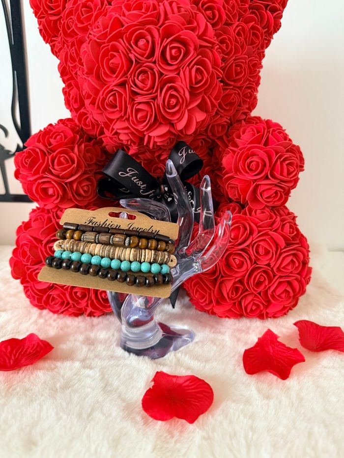 🌿 Lot de bracelets naturels – Bois & perles turquoise 🌿 - photo numéro 2