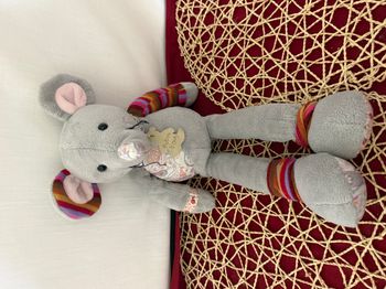 Doudou souris grise fleurs HISTOIRE D'OURS