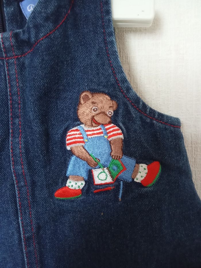 Robe en jean vintage petit ours brun 12 mois - photo numéro 3