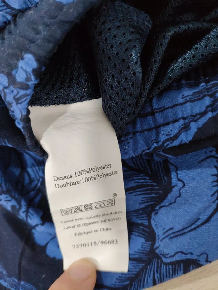 Short de bain motif fleurs bleu Newco taille L - photo numéro 6