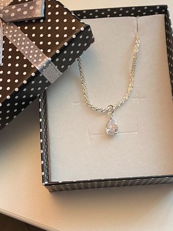 Collier Pendentif Gouttelette Chaîne Effet Scintillant * Saint Valentin *