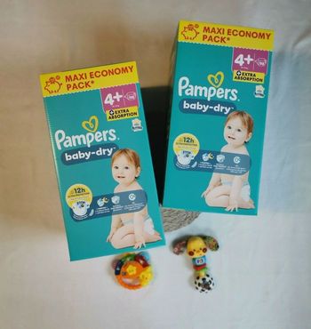 Pampers taille 4 plus, 2x98 couches=196 couches 