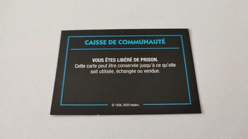 Carte caisse de communauté Libéré de prison jeu Monopoly mauvais perdants Hasbro Gaming #B77