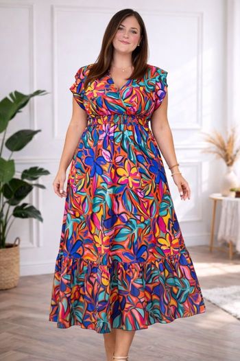 Robe longue enflammée éclosion tropicale Femme taille 54 marque Boohoo 💍