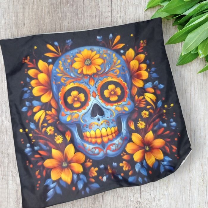 Housse de coussin gothique tête de mort - photo numéro 2