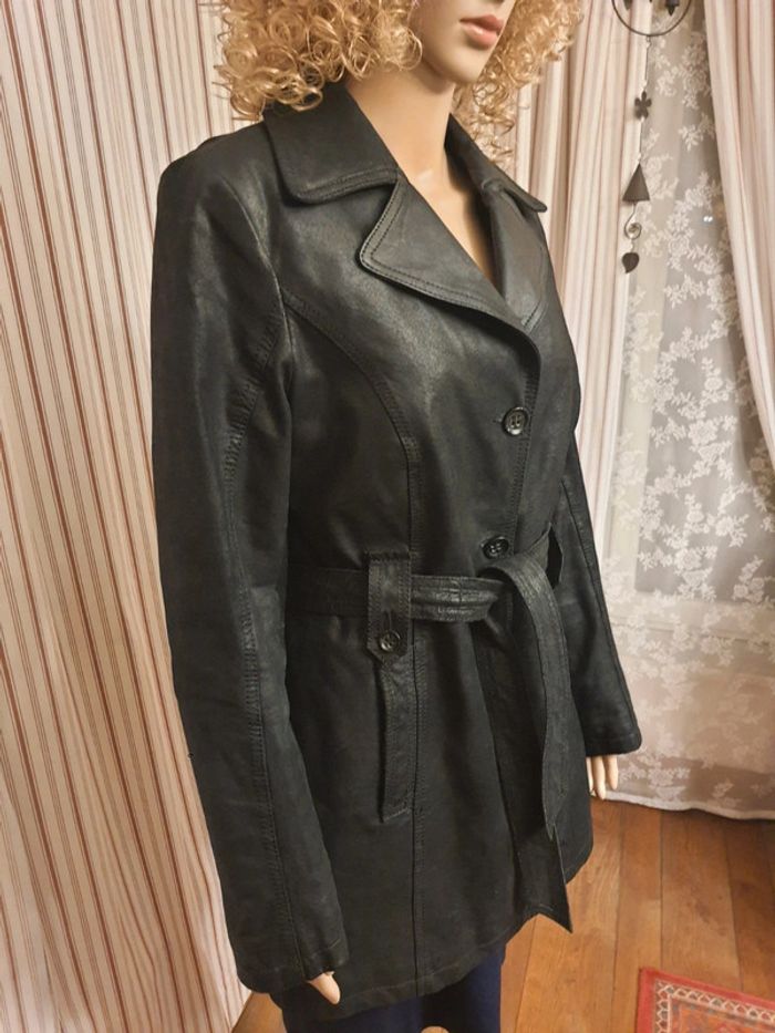 Veste longue cuir noir Authentic taille 40 - photo numéro 9