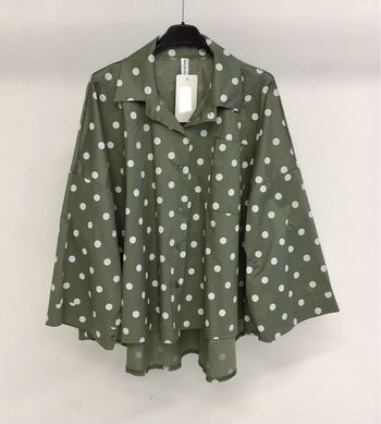Chemise kaki  à pois blancs oversize – style tendance