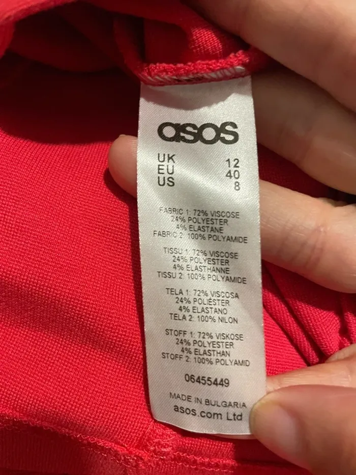 Robe rouge à manches courtes à dentelle col rond longueur genou Asos taille 40 - photo numéro 7