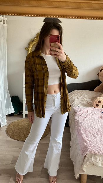 Chemise à carreaux kaki/marron