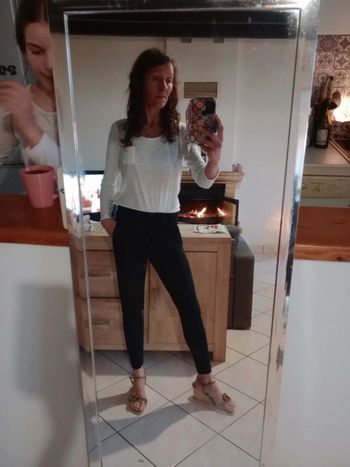 Pantalon classe femme XS noir à rayures c71