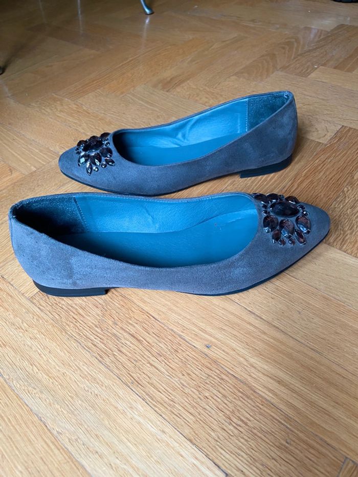 Ballerines gris avec pierres Graceland taille 38
