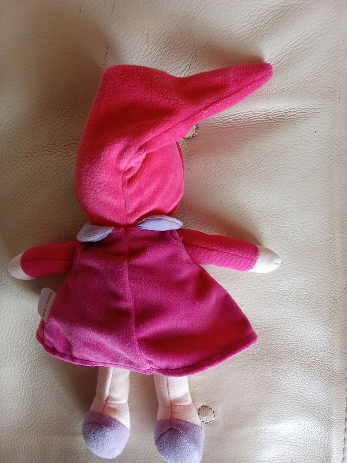 Doudou Corolle miss coeur grenadine 2013 poupée chiffon tissu velours ras coeur brodé violet parme babicorolle rose fushia bras rayés visage  dur - photo numéro 4