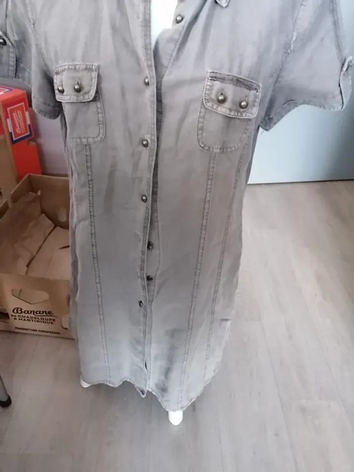 robe en jean yessica taille 42 gris marron - photo numéro 3
