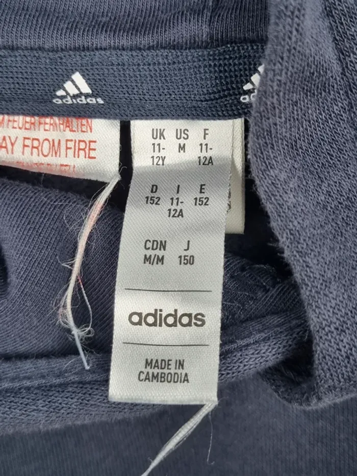 Sweat à capuche Adidas bleu et blanc – Taille 12 ans Garçon (mesures en photos) - photo numéro 8