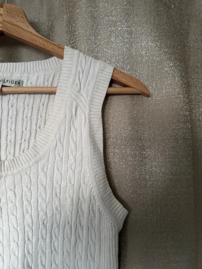 Pull sans manches Tommy Hilfiger femme – blanc torsadé – M - photo numéro 5