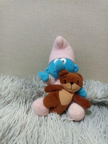 Peluche bébé Schtroumpf avec Ourson
