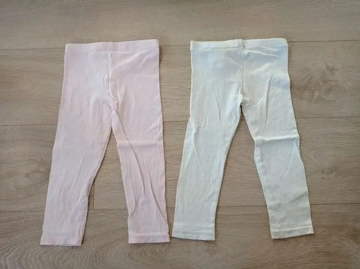 Lot de 2 leggings rose et blanc Obaïbi 3 ans