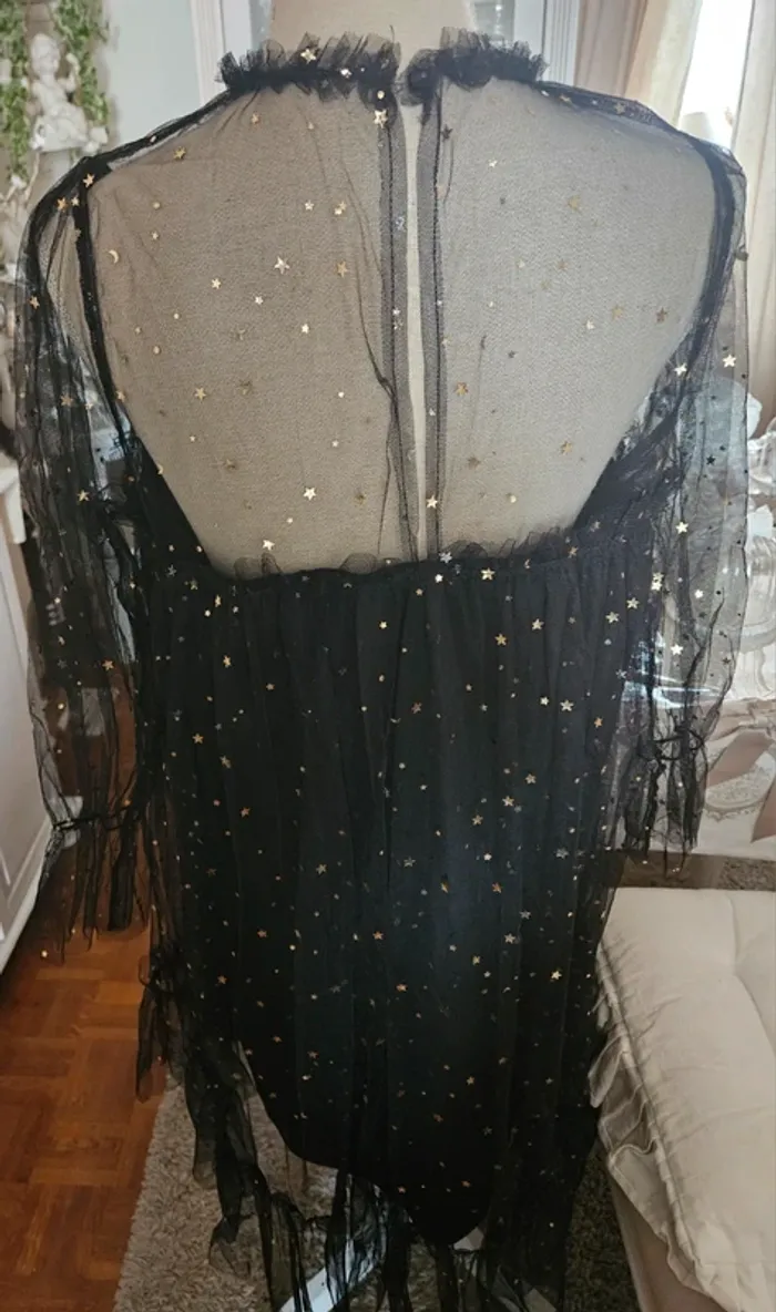 Robe noire soirée voile et etoile Taille L Neuve - photo numéro 3