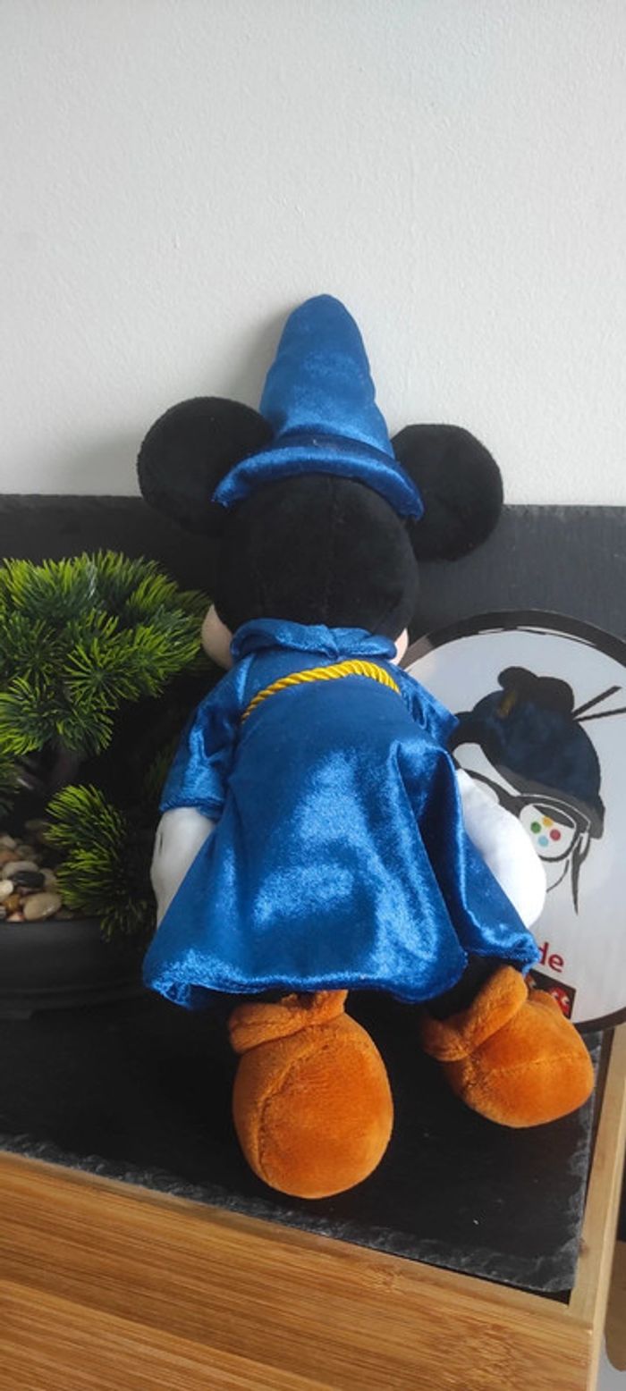 Peluche Mickey Disneyland paris disney Sorcier bleu chapeau 39 cm Lune Étoile - photo numéro 2