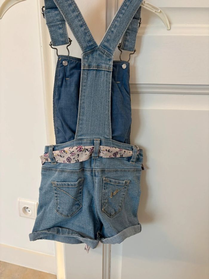 Combishort jeans 3 ans fleurs - photo numéro 2