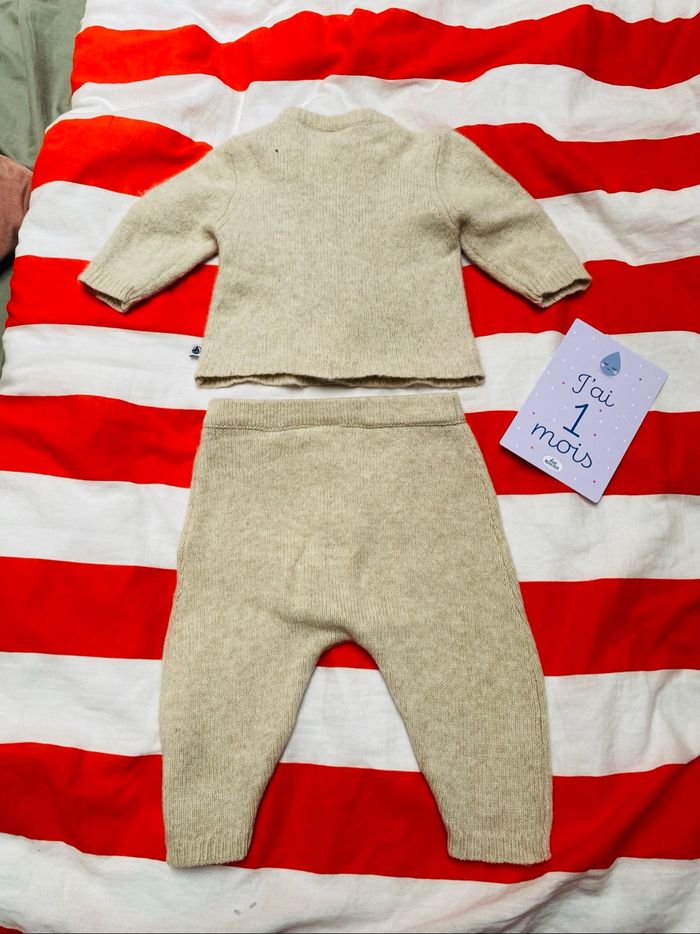 Ensemble petit bateau laine de jacquard 1 mois - photo numéro 2