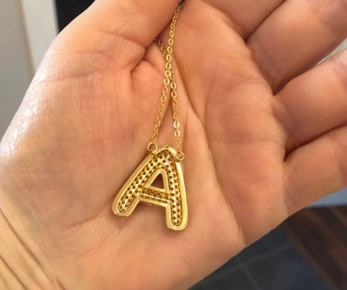 Collier plaqué or lettre À - photo numéro 2