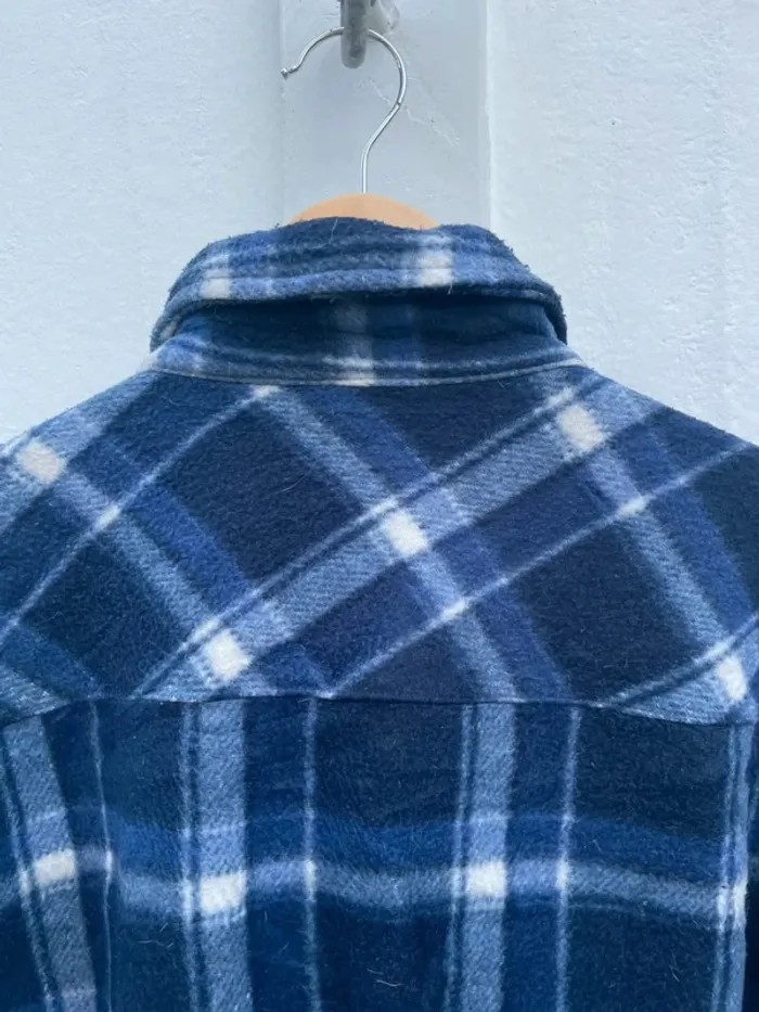 Lumberjack Flannel Plaid Polaire shirt chemise blue Mens L - photo numéro 10