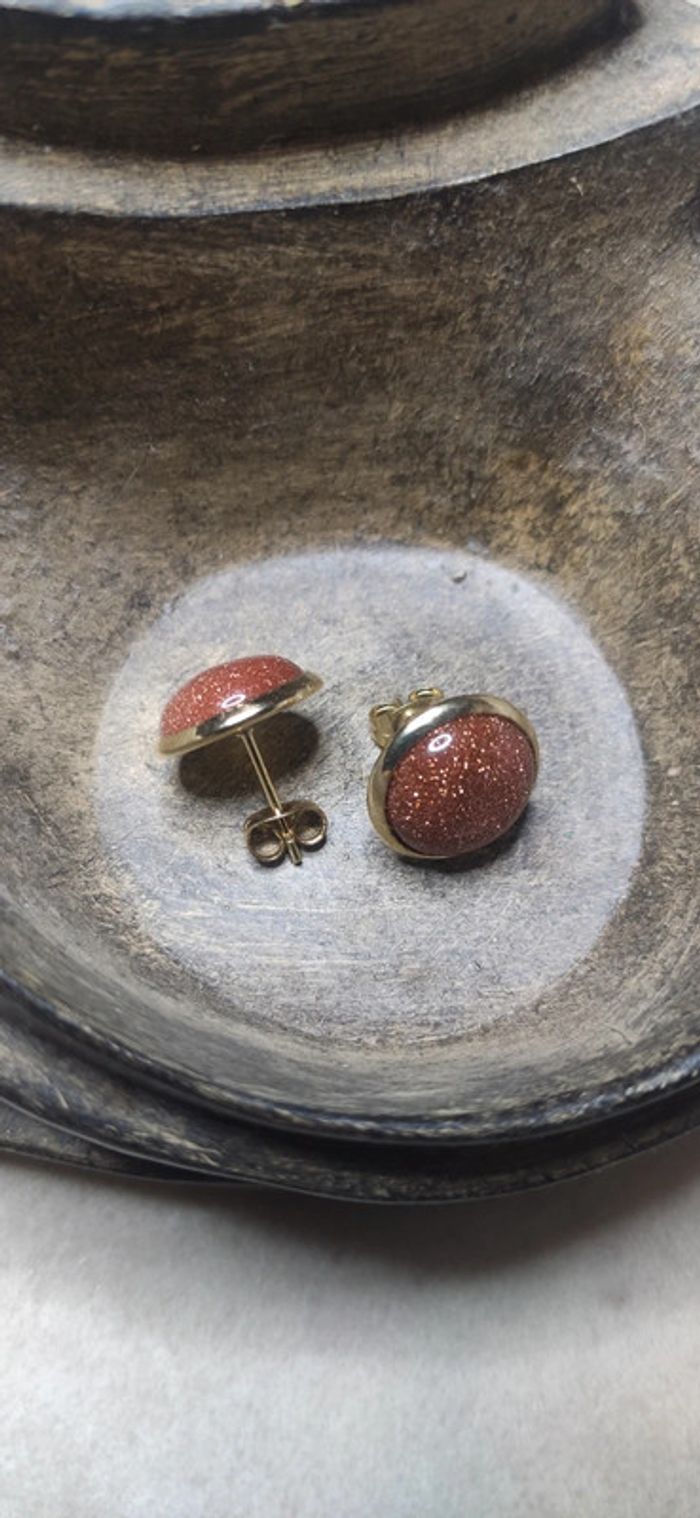 Boucles oreilles en Goldstone de Cuivre - photo numéro 3