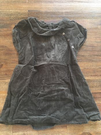 Petite robe velours côtelé/ marron/col rond/Kitchoune /12m