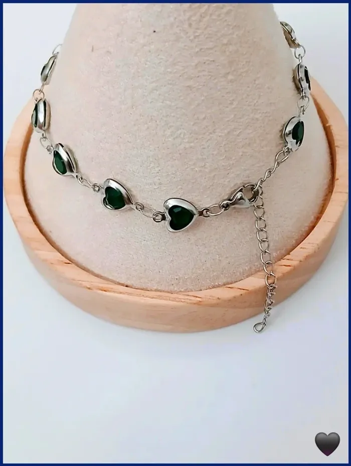 Bracelet argenté cœur noir tendance élégante - photo numéro 4