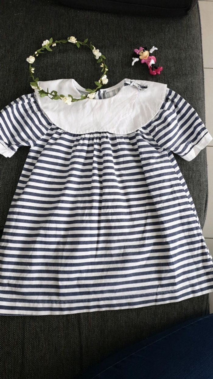 Robe a rayures col pierrot 3 ans