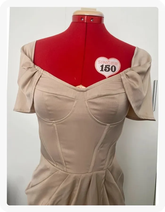 Robe corset satinée beige PLT - photo numéro 3